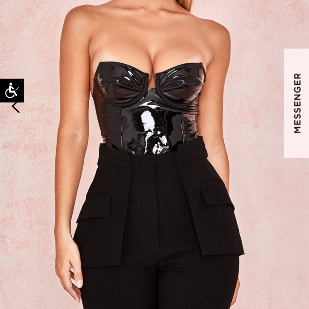 Black Patent Vinyl Bodysuit